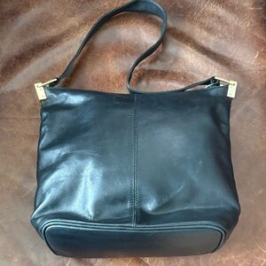 Nordstrom Elegant Black Shoulder Bag with Gold Details